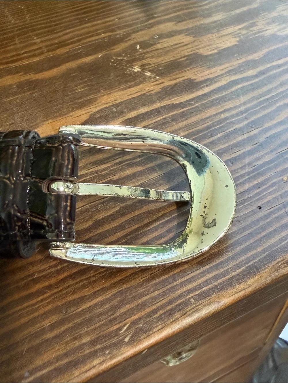Men's Vintage Dark Brown Croc-Embossed Glazed Finish Leather Belt Sz 50
